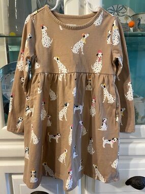 Garanimals Tan Brown Crewneck Girls Dress with Dog Print